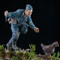 1/35 Resin figure unpainted model Kit, military theme, German infantry with chicken unassembled and unpainted GK, 1278R