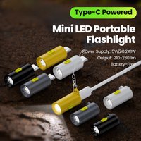 Mini LED USB C Powered Portable Flashlight 230 High Lumens Type-C Mini Flashlight Portable Plug Emergency Lamp Cycling