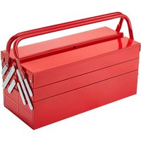 SucceBuy 18in Metal Tool Box 3-Tier 5-Tray Portable Folding Tool Chest Organizer with Handle Toolbox for Warehouse Repair Shop