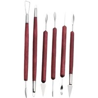 6PCS Sculpting Tool Pottery Wood Handle Set Wax Carving Sculpt Smoothing Polymer Shapers Pottery Clay Ceramic Tool Accessories