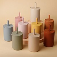 Baby Feeding Straw Drinkware Cup Baby Cute Learning Feeding Cup Food Grade BPA Free Silicone Toddler Water Bottle Tableware
