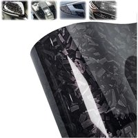 Gloss Black Forged Carbon Fiber PET Film, Self Adhesive Car Interior Sticker for Central Control Rearview Mirror Body Wrap,Motor