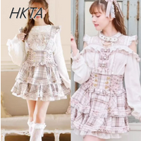 Japanese Mine Tie Sweet Bow Long Sleeve Chiffon Shirt Liz High Waist Elastic Slim Pleated Plaid Skirt Sets Short Skirts Women
