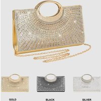 Women's Dinner Bag, European and American Retro Big Ring Clutch, Advanced Texture Diamond Flash Bridal Dinner Bag