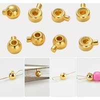 20pcs 18K Gold Plated Brass Stopper Crimp Beads Positioning Flat Locker Seperator Bead for DIY Bracelet Necklace Jewelry Making