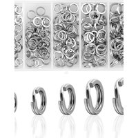 200/250Pcs Fishing Stainless Steel Split Rings 5 Sizes High Strength Large Tensile Force Fishing Loop Fishing Lure Connector