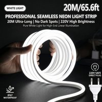 20m/65,6ft Silikonowa Taśma LED Neonowa 220V Wysoka Jasność Taśma LED Wodoodporna Taśma Diodowa Oświetlenie Zewnętrzne do Dekoracji Domu