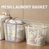 Nylon Mesh Laundry Basket Large Capacity With Handle Breathable Folding Portable Laundry Socks Underwear Toys Organizer Bag 2026