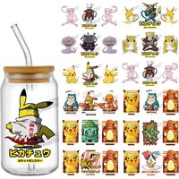 funko Pokemon role play Design Transfer Sticker For 16oz Glass Libbey Cup Wraps Can Bottle Selfadhesive Washable DIY Custom