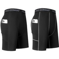 Men‘s Compression Short Pants Elastic Quick Dry Running Fitness Shorts With Pocket Big Size Black Tight Gym Training Pants
