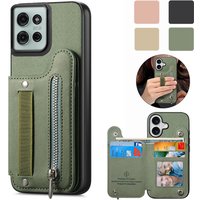 RFID Zipper Leather Back Case For Motorola Moto G86 G06 G15 G24 G54 Power G77 G67 G56 G66Y G66J G05 G35 G75 G85 G04S G23 Cover