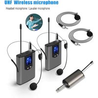 Portable Wireless Headset Microphone+Lavalier Mic System Teaching Speech Interview Vlog Live Recording for iPhone Android PC