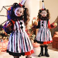 Clown Suit Halloween Costumes Girl Dress Up Party Carnival Stage Performance Dresses Pants Cosplay Headwear Clothes Sets