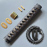 A Set Dragon Theme Japanese Samurai Sword Katana Wakizashi Tanto Guard Fittings Tsuba Menuki Fuchi Kashira Handle Habaki Seppa