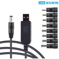 DC 5V to 9V/12V Power Bank To WiFi Cable USB/Type C Power Boost Cable With 8pcs Adapters for Wifi Router Modem Fan Speaker
