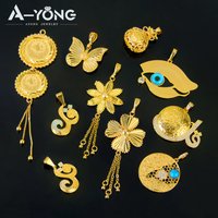 Luxury Arabic Gold Color Necklace Pendant 21k Gold Plated Dubai Fashion Ramadan Necklace Pendants Oman Bridal Wedding Jewelry