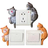 2PCS Light Switches Sticker Removable Cute Cat Decals For Kids Room Home Adorable Bedroom Kitchen Nursery 2D Decor