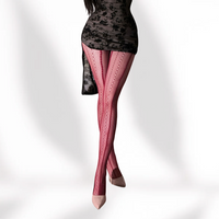 Women's Bold Retro Personality Lace Fishing Net Pantyhose Vertical Striped Jacquard Sexy Sweet and Spicy Stockings Underwear