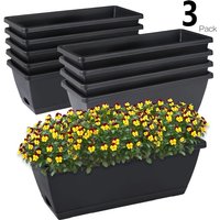 1/3 Pieces Window Box Planter Rectangle Plant Containers Decors with Drainage Holes Flower Pot Plant Pot for Outdoor Garden Home
