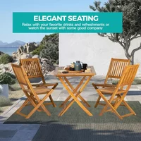 ad 5PCS Acacia Wood Outdoor Dining Set Folding Table with 4 Chairs Patio Garden Furniture Set for Patio, Deck, Yard