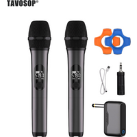 M23 UHF 2 Channel Wireless Microphone System with Rechargeable Receiver Transmission distance 150 meters for Karaoke Church DJ