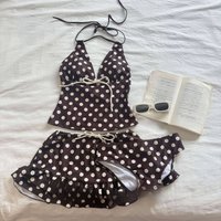 Y2k Women's Dot 3 Piece Bikini Sets 2000s American Vintage Crop Top Swimwear Summer Harajuku Sweet Sexy Beach Bathing Suit Chic