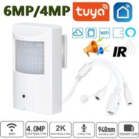 Tuya 6mp Mini wifi Camera IP 4MP PIR Style Indoor Onvif Built-in Audio TF Card Slot IPC Vision 48pcs 940nm IR LED Smart Security