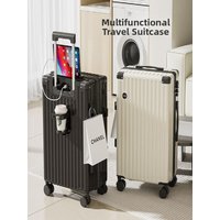 New 20 Inch Casual Travel Suitcase Silent Cup Holder Password Luggage ABS PC Material Universal Wheel Retractable Handle