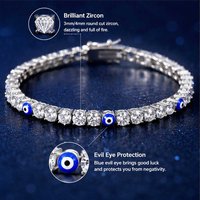 ESKEEM New Arrival Turkish Blue Devil Eye Bracelet Cubic Zirconia Iced Tennis Bracelets Fashionable 18K Gold Plated Jewelry