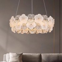 Modern Lustre Glass Flower Led Chandeliers Lighting Living Dining Room Pendant Lights Home Decor Bedroom Hanging Lamp Luminaire