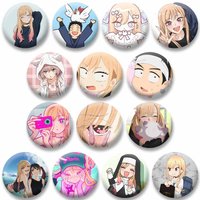 Cute Cartoon Girl Marin Kitagawa Badges Anime My Dress Up Darling Button Pin Round Brooches on Hat Bag Accessories Jewelry Gifts