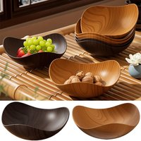 Wood Grain Fruit Plate Food Safe PP Material Elegant Cherry Ebony Design Multi Purpose Serving Dish for Snacks Nuts Side Dish