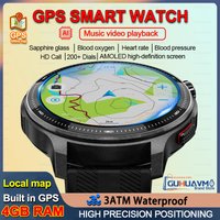 2026NEW Swim Waterproof GPS Offline Maps Sport Smart Watch Men 4GB Memory Music Video Player 3D Menu Style Smart Bracelet AMOLED