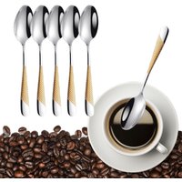 5.70" Gold Plated Coffee Spoon Set 18-10 Steel Dishwasher Safe Coffee Tea Stir Spoon Small Spoon for Jam Spices Condiments Sugar
