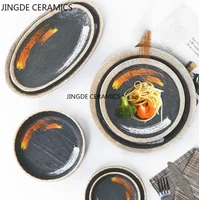 Japanese Style Melamine Dinner Plates Plastic Salad Plate Round Flat Plate Home Hotel Snack Dishes Kitchen Tableware Accessories