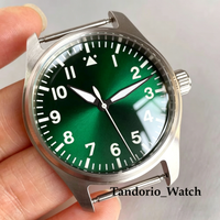 Tandorio Sapphire Glass 39mm Pilot Watch Case With 33.5mm Dial For NH35 ETA 2824 Miyota Movement Stainless Steel Waterproof Case