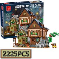 222PCS Medieval Secret Cottage Building Set Creative City Street View Hidden Hut Scene Model Children's Puzzle Toy Gift