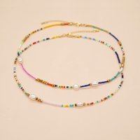 Go2boho Summer Colorful Necklace with Miyuki Beads and Pearl Fashion Handmade Jewelry Gift For Women For Beach Vacation