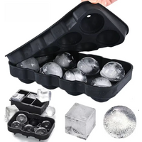Ice Cube Tray Silicone Ice Ball Freezer Mold Square Ice Cube Maker with Lid 4/6/8 Grids for Whiskey Cocktail Coffee Accessories