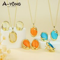 Brazilian Fashion Rare Crystal Jewelry Set Natural Blue Gemstone Necklace Earrings Italian Women Valentine's Day Jewelrys