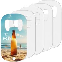 12pcs Sublimation Bottle Openers 2.8x1.6 inches Stainless Steel Dog Tag Beer Openers Double-Sided White Coated Sublimation Blank