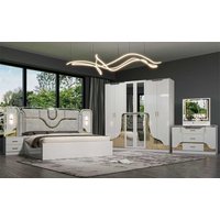 &High Quality Turkish Complete Bedroom Sets 5 Pcs Double king Size Bed Wooden Frame Modern Luxury Full Bedroom Furniture Set