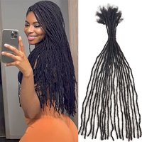 100% Human Hair 0.2cm Dreadlock Extensions Brazilian Real 20 Strands/Pack Full Handmade Real Extensions 4-24 Inch for Men /Women