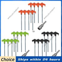 8/16Pcs M8 Carbon Steel Screw Tent Pegs Luminous Spiral Stakes with Hex Socket Glow in Dark for Outdoor Camping Hard Soil Anchor
