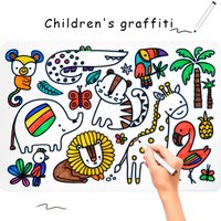 Personalized DIY Color Silicone Baby Feeding Placemats Canvas Pattern Table Placemats Reusable Doodle Drawing Mat Baby Stuff