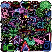 50PCS Neue Coole Neon Licht Muster Skateboard Gitarre Handy Graffiti Tasse Helm Laptop DIY Wasserdichte PVC Spielzeug Belohnung Aufkleber