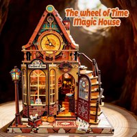 3d wooden puzzle for adults Chrono-Magic Hut book nook with lights model kit dollhouse DIY miniature house Birthday and Christma