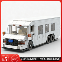 582 PCS White RV Country Tamer Camper Van Model Creative MOC City Vehicle Building Blocks DIY Assembly Educational Toy For Gifts