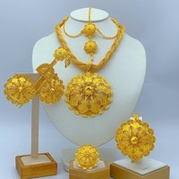 Ensemble de bijoux plaqué or 24 carats éthiopien, 6 pièces, pour femme, Dubaï, africain, indien, grand collier avec pendentif, cadeaux de mariage et de fiançailles