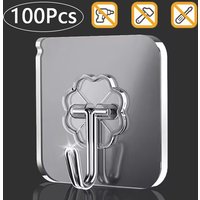 100 Pcs Hooks Transparent Strong Self Adhesive Door Wall Hangers Hooks Suction Heavy Load Rack Kitchen Bathroom Universal Hooks